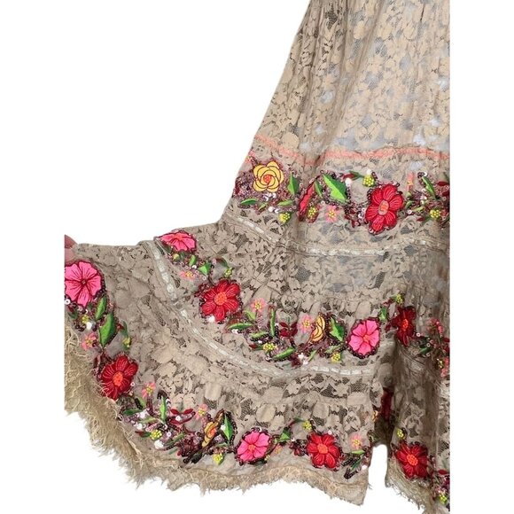 Antica Sartoria by Giacomo Cinque Mini Lace Floral Sequin Dress Boho Fairy XS/S - Picture 12 of 15